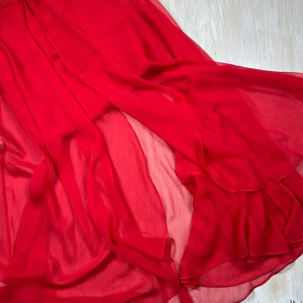 Mac Duggal Red Strapless Embellished Sequin High Low Formal Evening Gown Dress 4 - Picture 13 of 16
